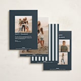 "Timeless Stripe" - Holiday Cards in Marine by Kate Ahn - Back of Card Options