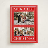 "Just the Merriest" - Holiday Cards in Cranberry by Sarah Brown - Front