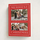 "Just the Merriest" - Holiday Cards in Cranberry by Sarah Brown - Folded Card
