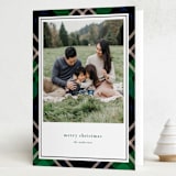 "Joyful Plaid" - Holiday Cards in Emerald by That Girl Press - Folded Card