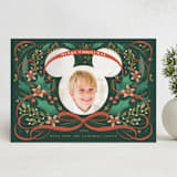 "Disney's Mickey Head Photo Frame Wreath" - Holiday Cards in Evergreen by Becky Nimoy - Front