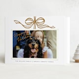 "Tied with a bow" - Holiday Cards in Golden by SimpleTe Design - Folded Card