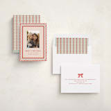 "Modern Plaid" - Holiday Cards in Tomato by Julie Murray - Assembled