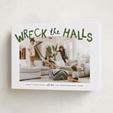 "wreck the halls with boughs of jolly" - Holiday Cards in Tree Farm by Kamala Nahas - Folded Card