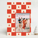 "Checkered Trees" - Holiday Cards in Cherry by Anna Elder - Front