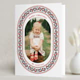 "Ukrainian Embroidery" - Holiday Cards in Poinsettia by Sherley Ferreira - Folded Card