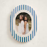 "Vintage Stripes" - Holiday Cards in Blue Jay by Teju Reval - Front