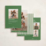 "Vintage Stripes" - Holiday Cards in Evergreen by Teju Reval - Back of Card Options