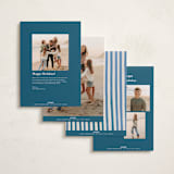 "Vintage Stripes" - Holiday Cards in Blue Jay by Teju Reval - Back of Card Options
