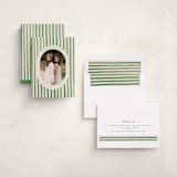 "Vintage Stripes" - Holiday Cards in Evergreen by Teju Reval - Assembled