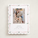 "Preppy Bow Border" - Holiday Cards in Holly Berry by Susan Zinader - Front