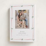 "Preppy Bow Border" - Holiday Cards in Holly Berry by Susan Zinader - Folded Card