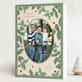 "Holiday Vines" - Holiday Cards in Sage by Anne Ciotola - Folded Card