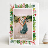 "Tropical Pines Frame" - Holiday Cards in Strawberry Punch by Shiny Penny Studio - Folded Card