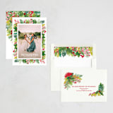 "Tropical Pines Frame" - Holiday Cards in Strawberry Punch by Shiny Penny Studio - Assembled