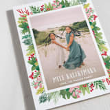 "Tropical Pines Frame" - Holiday Cards in Strawberry Punch by Shiny Penny Studio - Detail