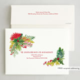 "Tropical Pines Frame" - Holiday Cards in Strawberry Punch by Shiny Penny Studio - FREE Recipient Addressing