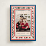 "Festive Block Print" - Holiday Cards in Blue Jay by Teju Reval - Front