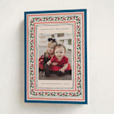 "Festive Block Print" - Holiday Cards in Blue Jay by Teju Reval - Folded Card