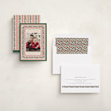 "Festive Block Print" - Holiday Cards in Caramel by Teju Reval - Assembled