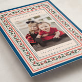 "Festive Block Print" - Holiday Cards in Blue Jay by Teju Reval - Detail