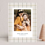 "Cheerful Grid" - Holiday Cards in Mustard by Wendy Chung - Front