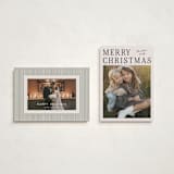 "Modern Merry" - Holiday Cards in Cream by Ilene Guy - Photo Orientation Options
