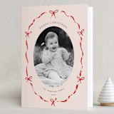 "Little Bows & Ribbon" - Holiday Cards in Candy Cane by Paula Pecevich - Folded Card