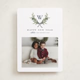 "Monogram Wreath" - Holiday Cards in Midnight by Melanie Kosuge - Front