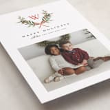 "Monogram Wreath" - Holiday Cards in Cardinal by Melanie Kosuge - Detail