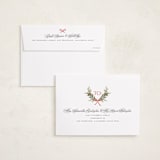 "Monogram Wreath" - Holiday Cards in Cardinal by Melanie Kosuge - FREE Recipient Addressing