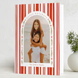 "Peppermint Stripe" - Holiday Cards in Peppermint by Robert and Stella - Folded Card