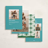 "Sleighs" - Holiday Cards in Turquoise by Megan Davis - Back of Card Options