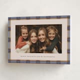 "Taffeta Tartan" - Holiday Cards in Cornflower by Olivia Kanaley Inman - Folded Card