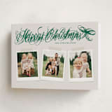 "Scripted Red Bow" - Holiday Cards in Evergreen by Hooray Creative - Folded Card