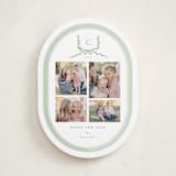 "Festive Monogram" - Holiday Cards in Evergreen by Corinne Malesic - Front