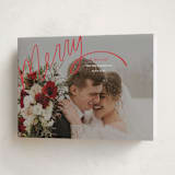 "Merry Hand Lettered Script" - Holiday Cards in Rouge by Becky Nimoy - Folded Card