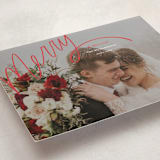 "Merry Hand Lettered Script" - Holiday Cards in Rouge by Becky Nimoy - Detail
