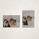 "Merry Hand Lettered Script" - Holiday Cards in Rouge by Becky Nimoy - Photo Orientation Options
