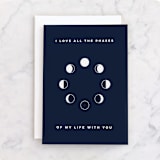 "Moon Phases" - Single Greeting Cards in Night Sky by Belia Simm - Front