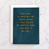 "Paused the Movie" - Single Greeting Cards in Cobalt by Jessica Corliss - Front