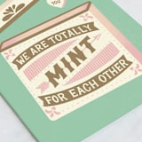 "We Are Mint For Each Other" - Single Greeting Cards in Mint by Jess Miller Draws - Close-Up