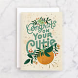 "Congrats on Your Cutie" - Single Greeting Cards in Nectarine by Jamie Bartlett - Front
