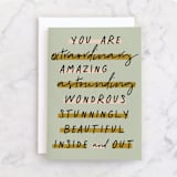"Not Just Today" - Single Greeting Cards in Moss by Kelsey Mucci - Front