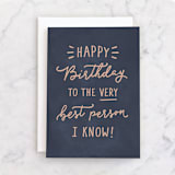 "Best Person I Know" - Single Greeting Cards in Navy by Hooray Creative - Front