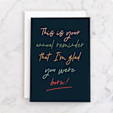 "Annual reminder" - Single Greeting Cards in Deep Sea by Stacey Meacham - Front