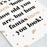 "fantastaco" - Single Greeting Cards in Black Olive by Tanya Lee of Frooted Design - Close-Up