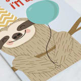"Belated Sloth" - Single Greeting Cards in Royal Blue by Kacey Floyd - Close-Up