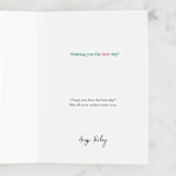 "Retro Balloon" - Single Greeting Cards in Sunny by Kristen Knechtel - Customizable Interior Example