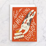 "Ah-meow-zing" - Single Greeting Cards in Carrot by Vivian Yiwing - Front